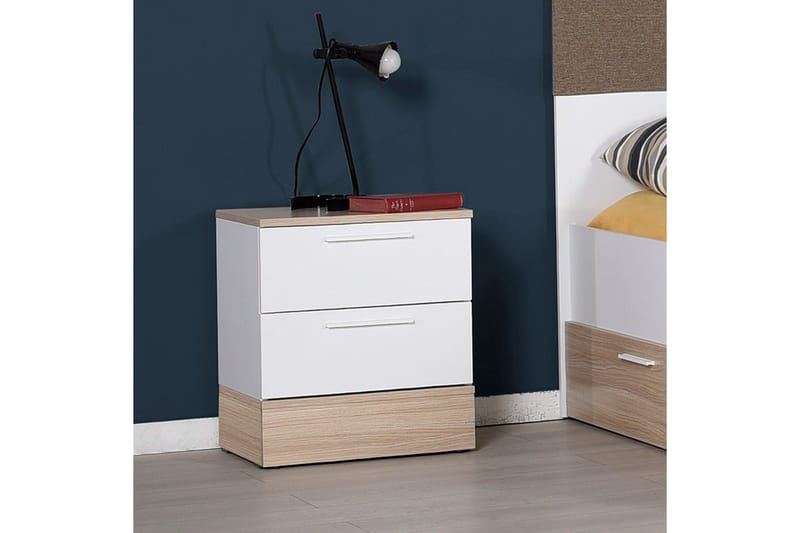KMD Nattbord 45 cm - Eik/Hvit - Møbler - Bord - Avlastningsbord - Sengebord & nattbord