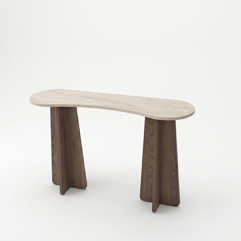 Kommode Homitis Zen (120 x 75 x 35 cm) Travertin valnøtt - Travertin og valnøtt - Møbler - Bord - Avlastningsbord - Lampebord & sidebord