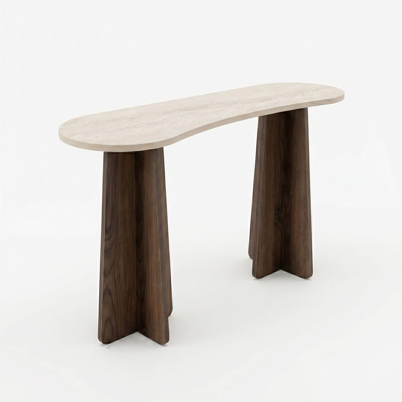 Kommode Homitis Zen (120 x 75 x 35 cm) Travertin valnøtt - Travertin og valnøtt - Møbler - Bord - Avlastningsbord - Lampebord & sidebord