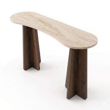 Kommode Homitis Zen (120 x 75 x 35 cm) Travertin valnøtt - Travertin og valnøtt - Møbler - Bord - Avlastningsbord - Lampebord & sidebord