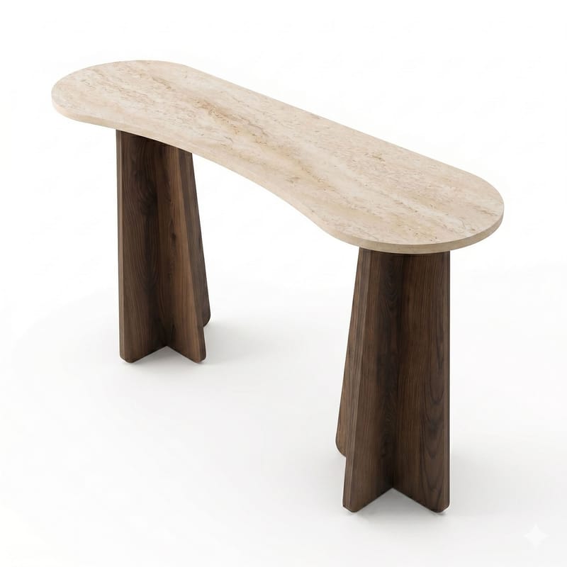 Kommode Homitis Zen (120 x 75 x 35 cm) Travertin valnøtt - Travertin og valnøtt - Møbler - Bord - Avlastningsbord - Lampebord & sidebord