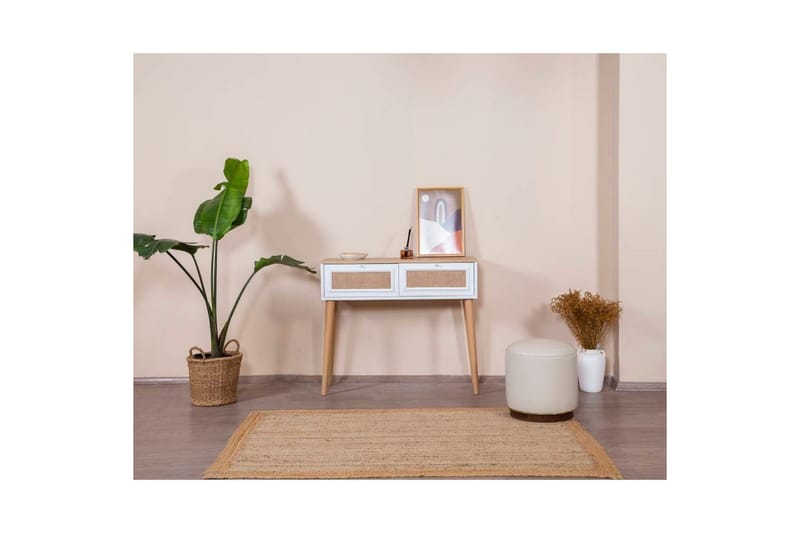 Kommode Jatinder Hvit / Eik - Hvitfarget tre/Mellomfarget tre - Møbler - Bord - Avlastningsbord - Lampebord & sidebord