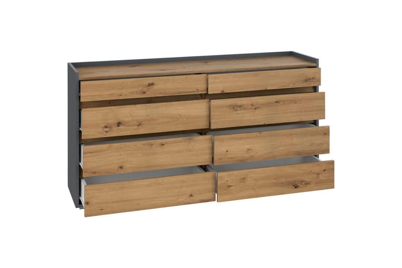 Kommode Kosmo Antrasitt/Eik, 8 skuffer - Antrasitt/Eik, 8 skuffer - Møbler - Bord - Avlastningsbord - Gangbord