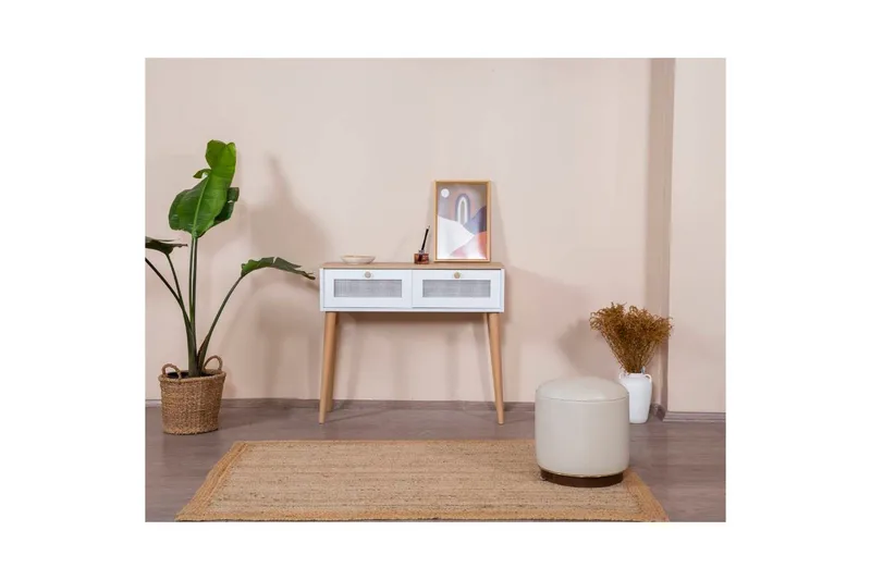 Kommode Mjudi Hvit / Eik - Hvit/Lysfarget tre - Møbler - Bord - Avlastningsbord - Gangbord