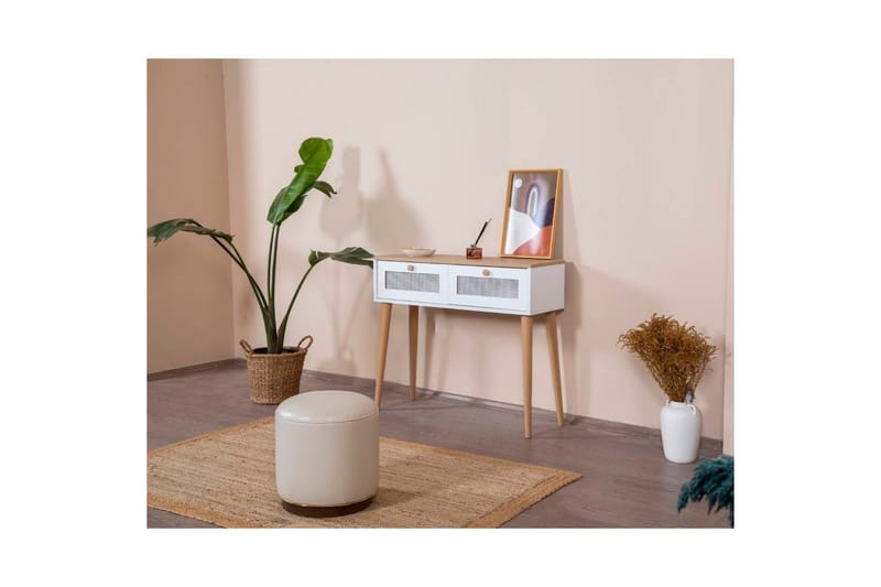 Kommode Mjudi Hvit / Eik - Hvit/Lysfarget tre - Møbler - Bord - Avlastningsbord - Gangbord