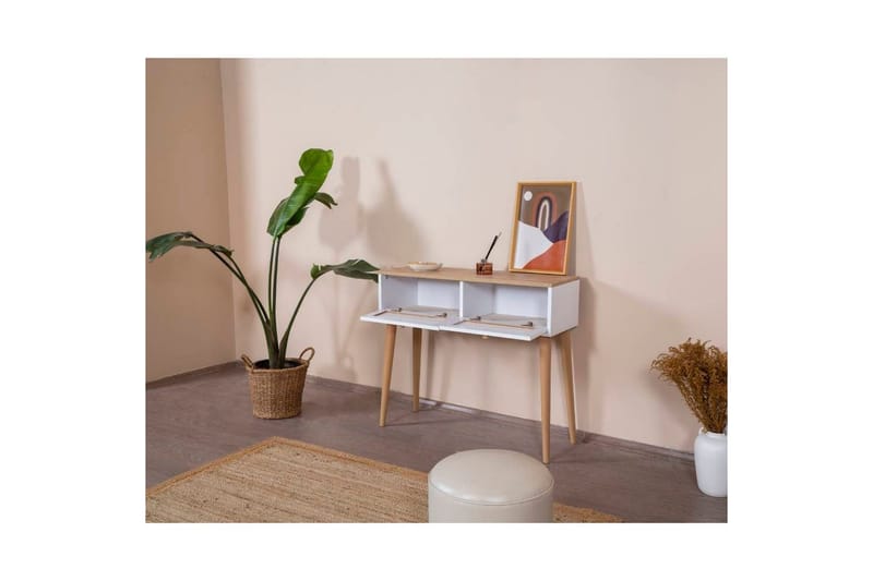 Kommode Mjudi Hvit / Eik - Hvit/Lysfarget tre - Møbler - Bord - Avlastningsbord - Gangbord