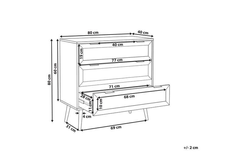Kommode Opoco med 3 skuffer - Møbler - Bord - Avlastningsbord - Lampebord & sidebord