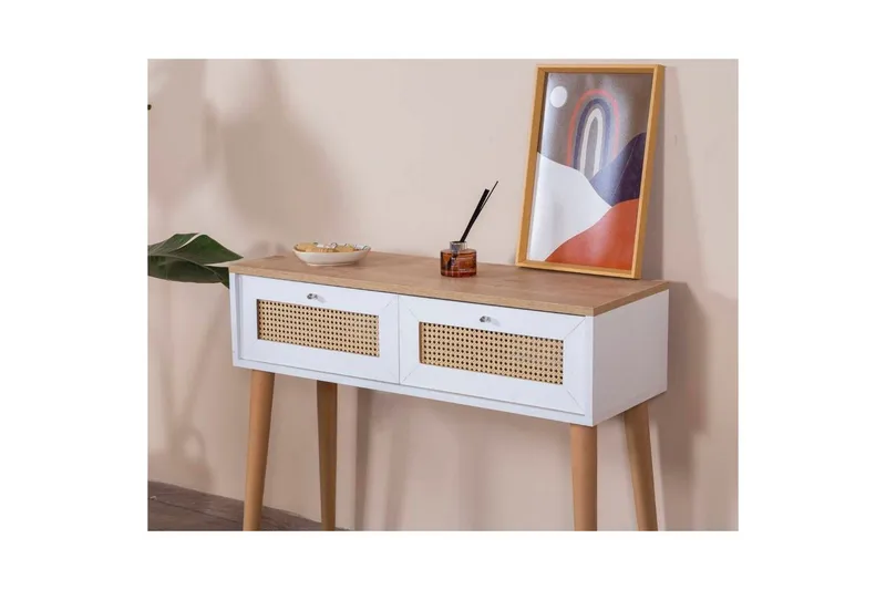 Kommode Terra Hvit / Eik - Hvit/Lysfarget tre - Møbler - Bord - Avlastningsbord - Lampebord & sidebord