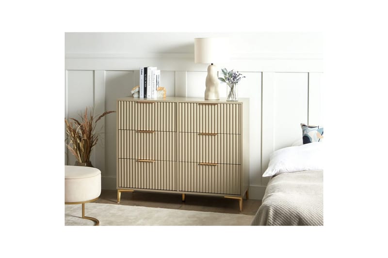 Kommode Walcott Beige, gull - Beige, gull - Møbler - Bord - Avlastningsbord - Gangbord