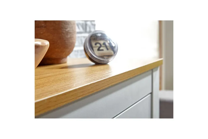 Kommode Wohnling med 3 skuffer 2 dører to-farget hvitt eik landlig stil - Oppbevaring - Oppbevaringsmøbler - Kommode - Entrekommode