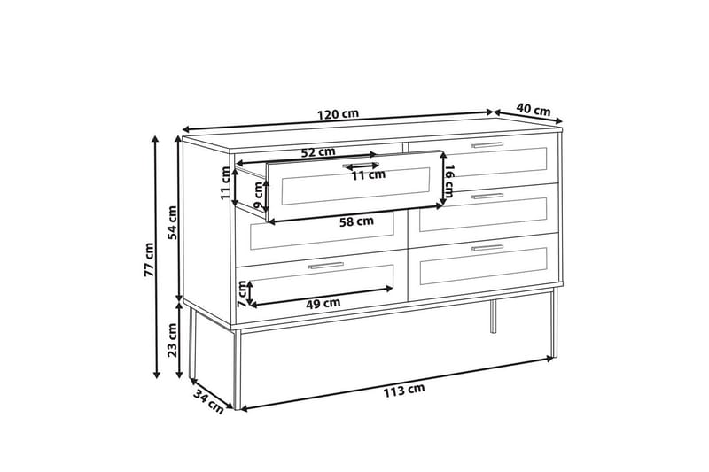 Kommode Pasco med 6 skuffer - Oppbevaring - Oppbevaringsmøbler - Kommode