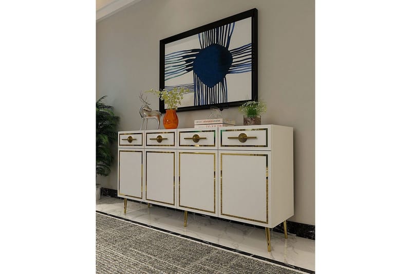 Konsoll Colomieuy Hvit / Gull - Hvit / Gull - Møbler - Bord - Avlastningsbord - Gangbord