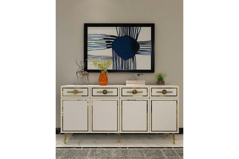 Konsoll Colomieuy Hvit / Gull - Hvit / Gull - Møbler - Bord - Avlastningsbord - Gangbord