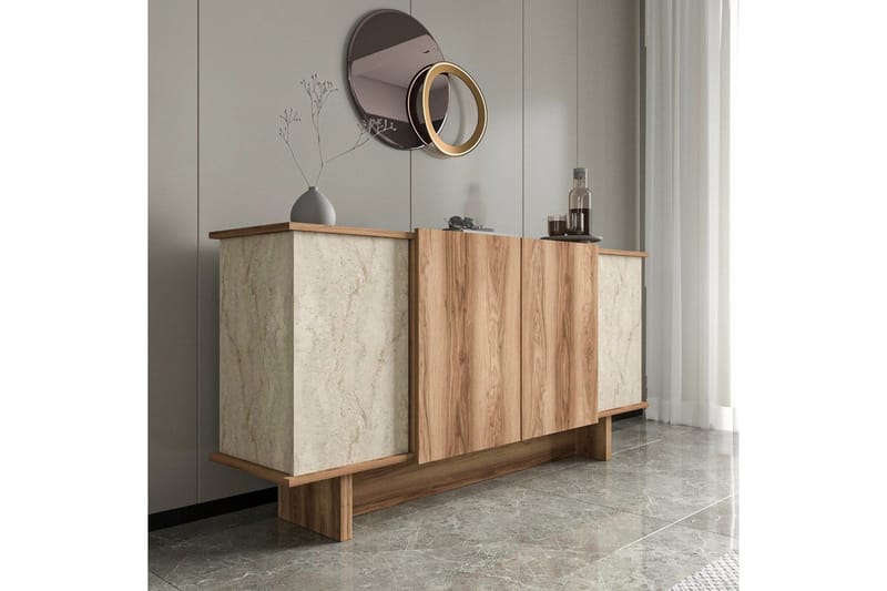 Konsoll Diannare Travertin / Valnøtt - Travertin / Valn øtt - Møbler - Bord - Avlastningsbord - Gangbord