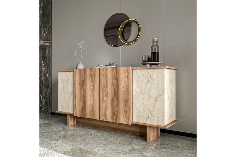 Konsoll Diannare Travertin / Valnøtt - Travertin / Valnøtt - Møbler - Bord - Avlastningsbord - Gangbord