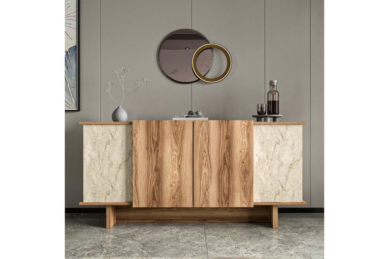 Konsoll Diannare Travertin / Valnøtt - Travertin / Valnøtt - Møbler - Bord - Avlastningsbord - Gangbord