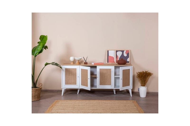 Konsoll Jatinder Hvit / Eik - Mellomfarget tre/Hvit - Møbler - Bord - Avlastningsbord - Gangbord