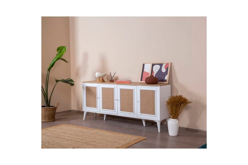 Konsoll Jatinder Hvit / Eik - Mellomfarget tre/Hvit - Møbler - Bord - Avlastningsbord - Gangbord