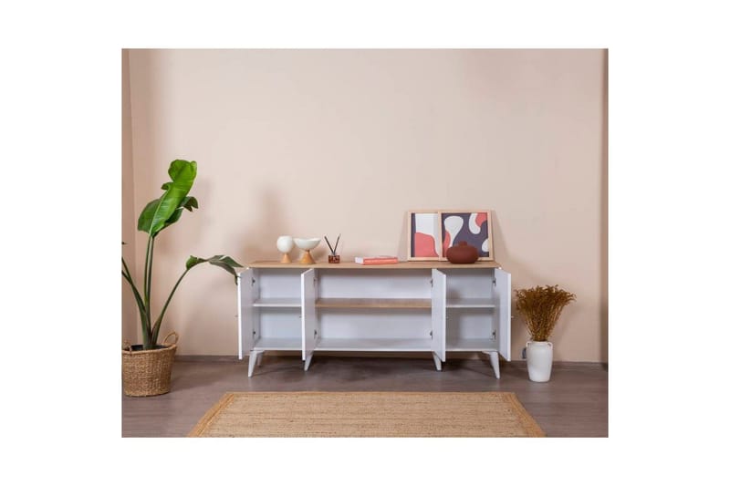 Konsoll Jatinder Hvit / Eik - Mellomfarget tre/Hvit - Møbler - Bord - Avlastningsbord - Gangbord
