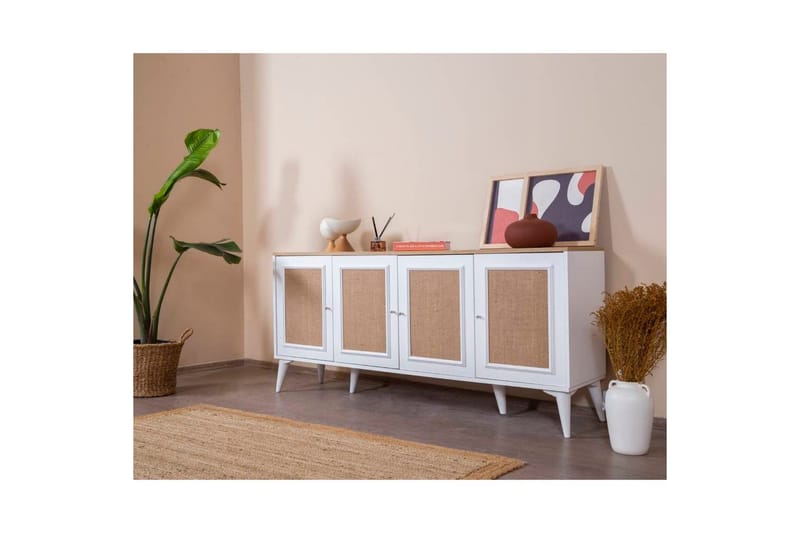 Konsoll Jatinder Hvit / Eik - Mellomfarget tre/Hvit - Møbler - Bord - Avlastningsbord - Gangbord