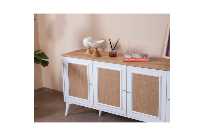 Konsoll Jatinder Hvit / Eik - Mellomfarget tre/Hvit - Møbler - Bord - Avlastningsbord - Gangbord