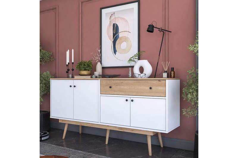 Konsoll Miraenis Valnøtt / Hvit - Mørkebrun/Hvit - Møbler - Bord - Avlastningsbord - Gangbord