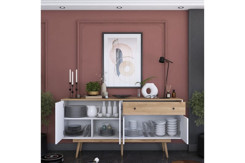 Konsoll Miraenis Valnøtt / Hvit - Mørkebrun/Hvit - Møbler - Bord - Avlastningsbord - Gangbord