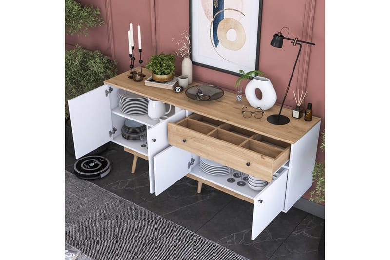 Konsoll Miraenis Valnøtt / Hvit - Mørkebrun/Hvit - Møbler - Bord - Avlastningsbord - Gangbord