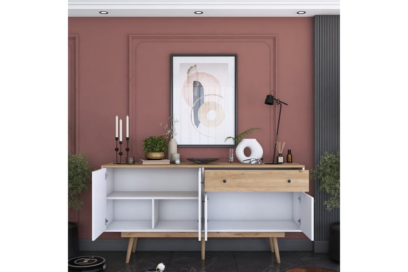 Konsoll Miraenis Valnøtt / Hvit - Mørkebrun/Hvit - Møbler - Bord - Avlastningsbord - Gangbord