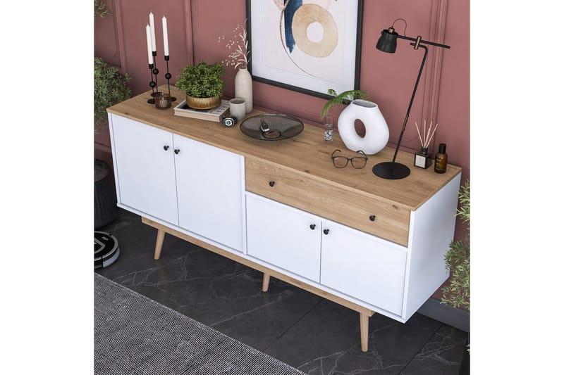 Konsoll Miraenis Valnøtt / Hvit - Mørkebrun/Hvit - Møbler - Bord - Avlastningsbord - Gangbord