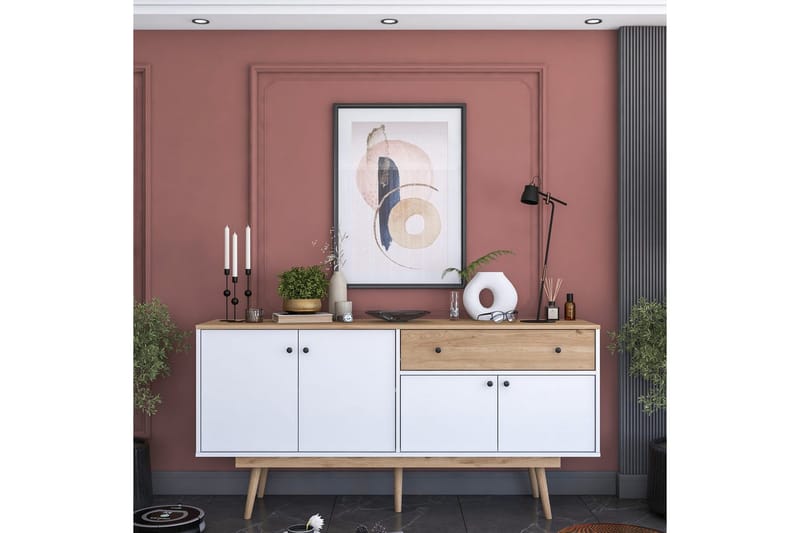 Konsoll Miraenis Valnøtt / Hvit - Mørkebrun/Hvit - Møbler - Bord - Avlastningsbord - Gangbord