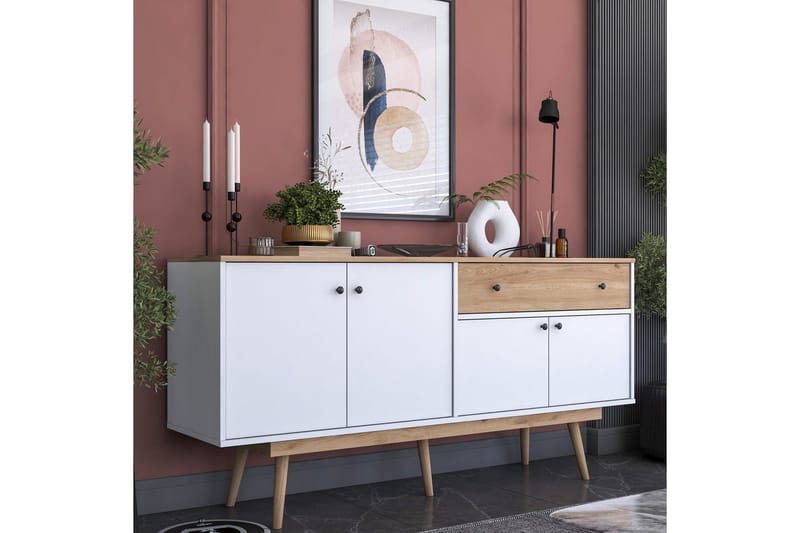 Konsoll Miraenis Valnøtt / Hvit - Mørkebrun/Hvit - Møbler - Bord - Avlastningsbord - Gangbord