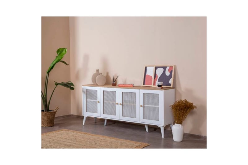 Konsoll Mjudi Hvit / Eik - Hvit / Eik - Møbler - Bord - Avlastningsbord - Gangbord