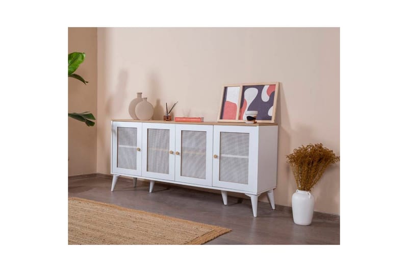 Konsoll Mjudi Hvit / Eik - Hvit / Eik - Møbler - Bord - Avlastningsbord - Gangbord