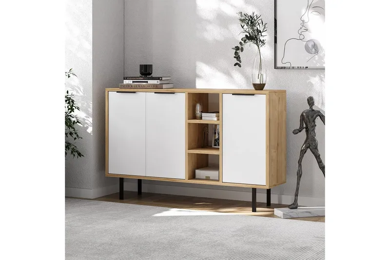 Konsoll Schmida Sudamal Eik / Hvit - Blå/Hvit - Møbler - Bord - Avlastningsbord - Gangbord