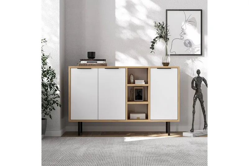 Konsoll Schmida Sudamal Eik / Hvit - Blå/Hvit - Møbler - Bord - Avlastningsbord - Gangbord