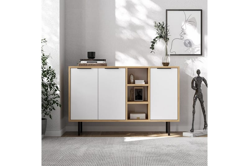 Konsoll Schmida Sudamal Eik / Hvit - Blå/Hvit - Møbler - Bord - Avlastningsbord - Gangbord