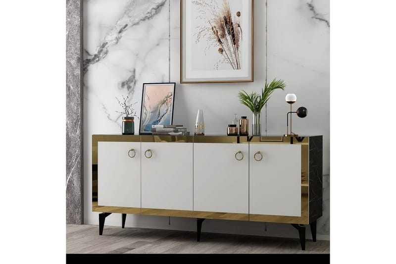 Konsoll Petrolla Svart Marmor / Hvit / Gull - Svart Marmor / Hvit / Gull - Møbler - Bord - Avlastningsbord - Gangbord