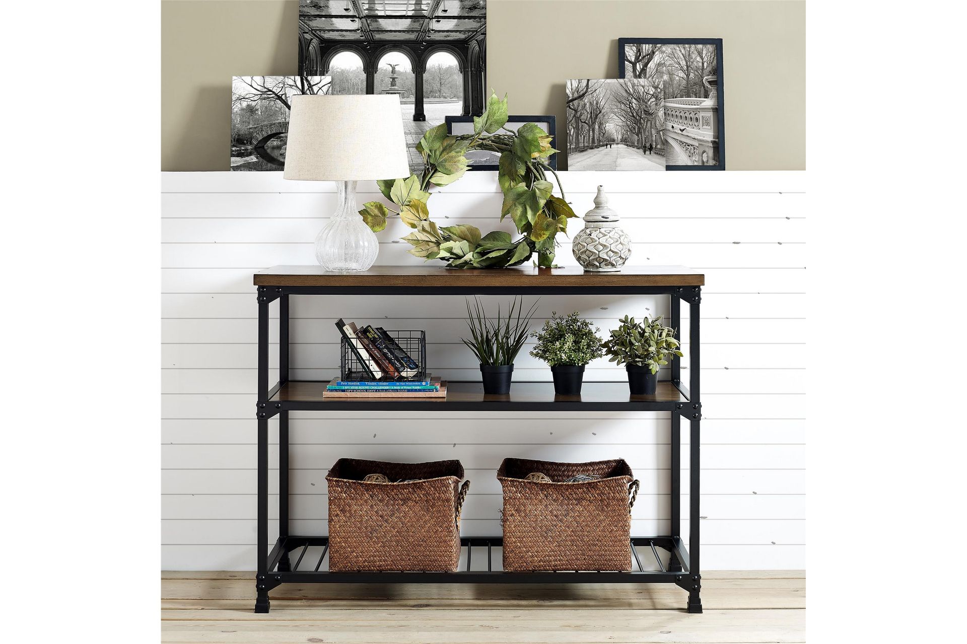 Cassy Konsollbord 121,9 cm Svart/Mørkebrun - Dorel Home - Møbler - Bord - Avlastningsbord - Konsollbord