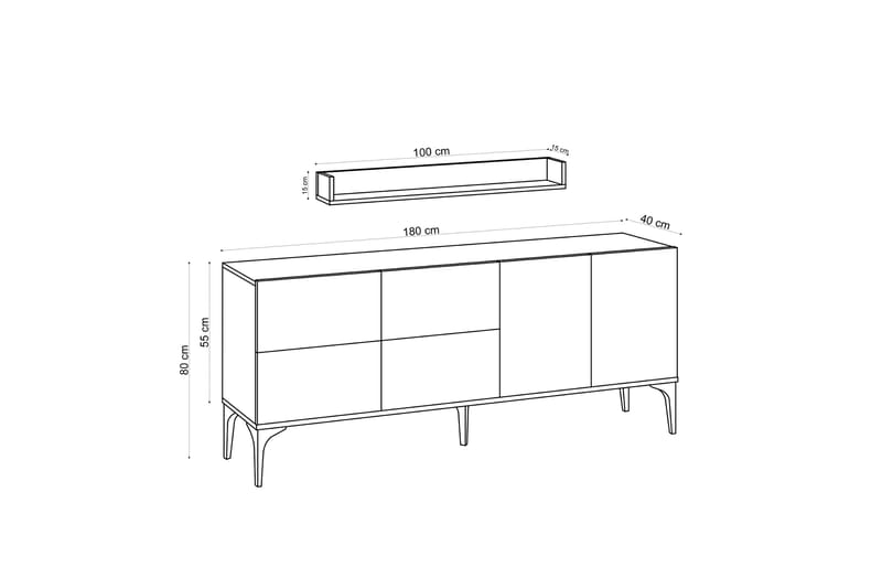 Cerreta Konsoll Sidebord 180 cm - Blå / Natur - Møbler - Bord - Avlastningsbord - Konsollbord
