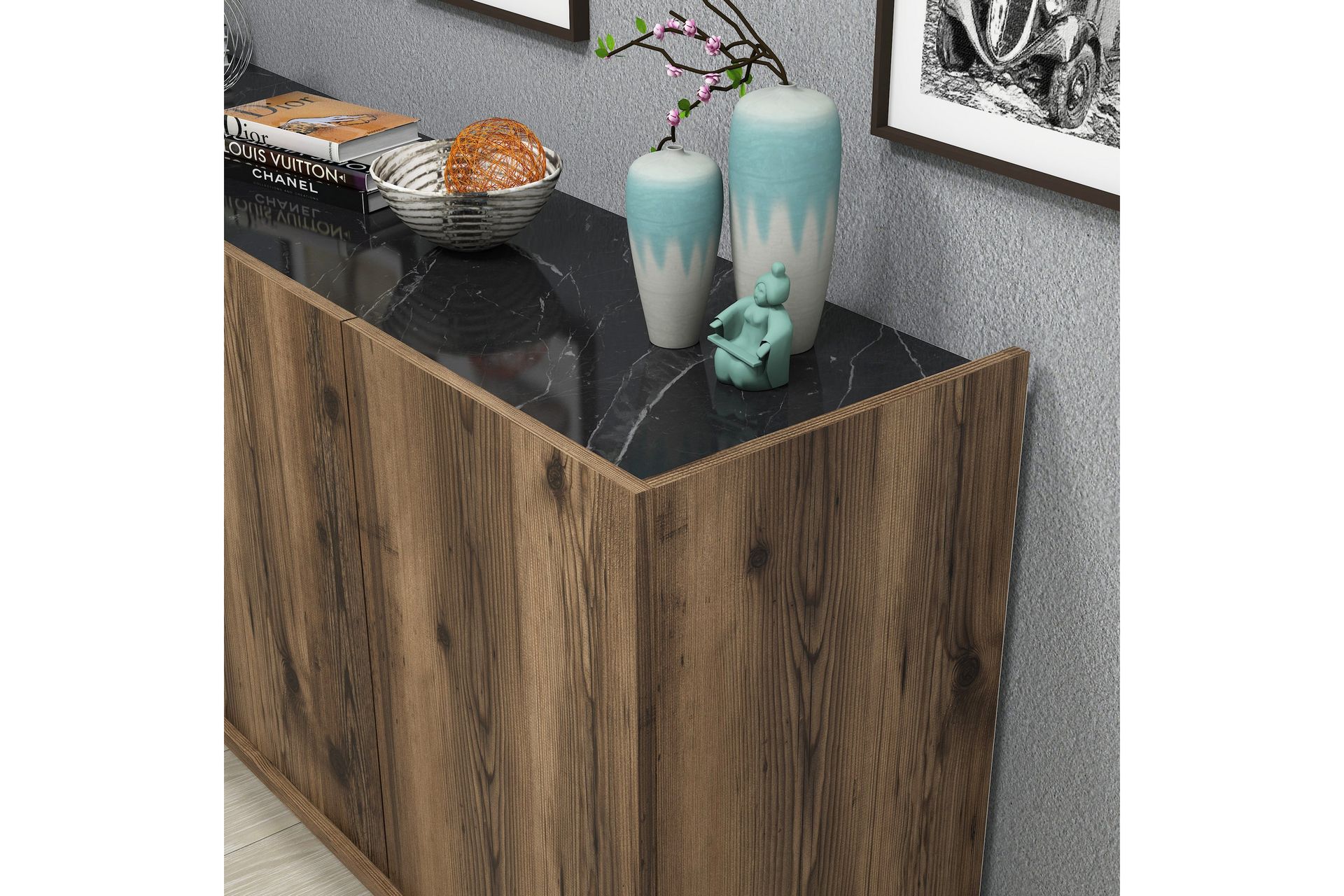 Challur Konsollbord 180 cm - Mørkebrun/Svart/Natur - Møbler - Bord - Avlastningsbord - Konsollbord