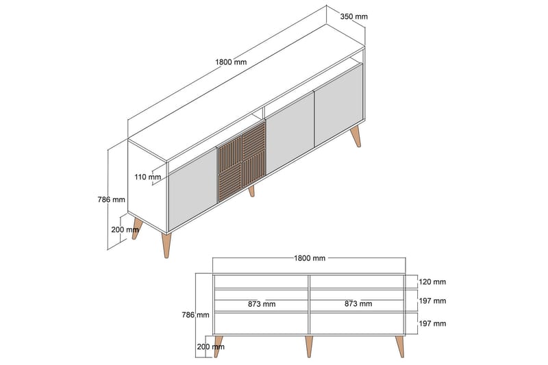 Desgrar Konsollbord 180x78,6 cm - Hvit - Møbler - Bord - Avlastningsbord - Konsollbord