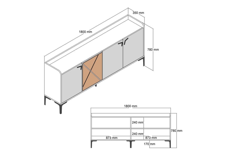 Desgrar Konsollbord 180x78 cm - Hvit - Møbler - Bord - Avlastningsbord - Konsollbord