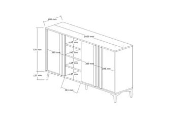 Dora Konsollbord 160 cm - Antrasitt - Oppbevaring - Oppbevaringsmøbler - Sideboard & skjenker