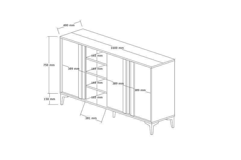 Dora Konsollbord 160 cm - Antrasitt - Oppbevaring - Oppbevaringsmøbler - Sideboard & skjenker