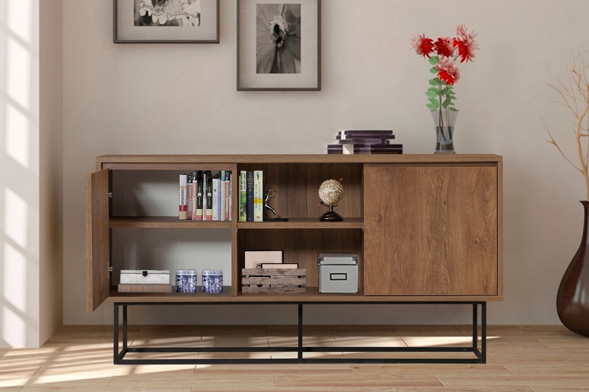 Gawlow Console Sidebord 140 cm - Mørkebrun/Svart - Møbler - Bord - Avlastningsbord - Konsollbord