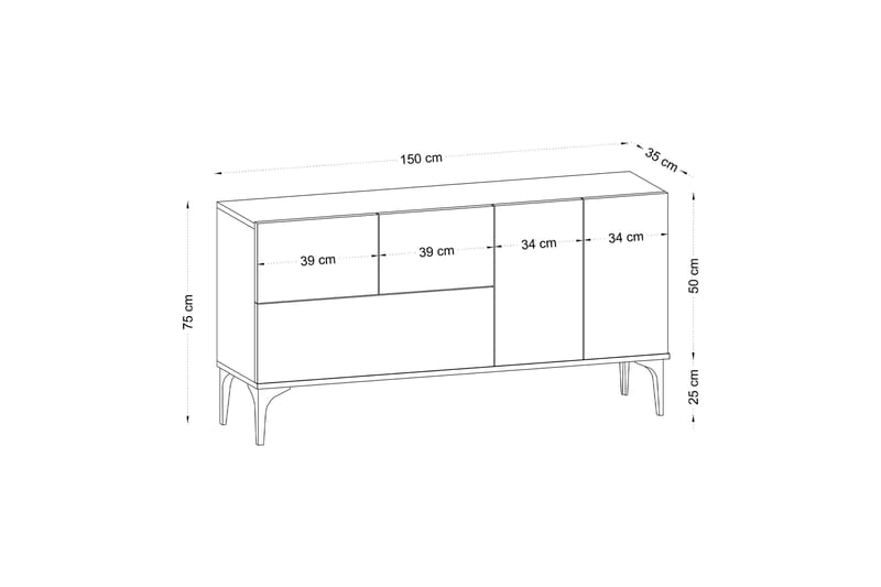 Glise Konsollbord 150 cm - Svart/Hvit - Gangbord - Konsollbord