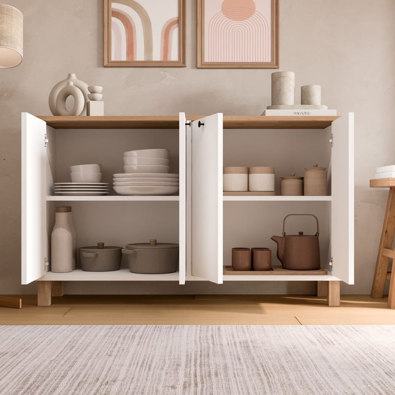 Konsollbord Hanah Home Nord (120 x 73,6 x 29,5 cm) White Oak - Hvit og eik - Møbler - Bord - Avlastningsbord - Gangbord
