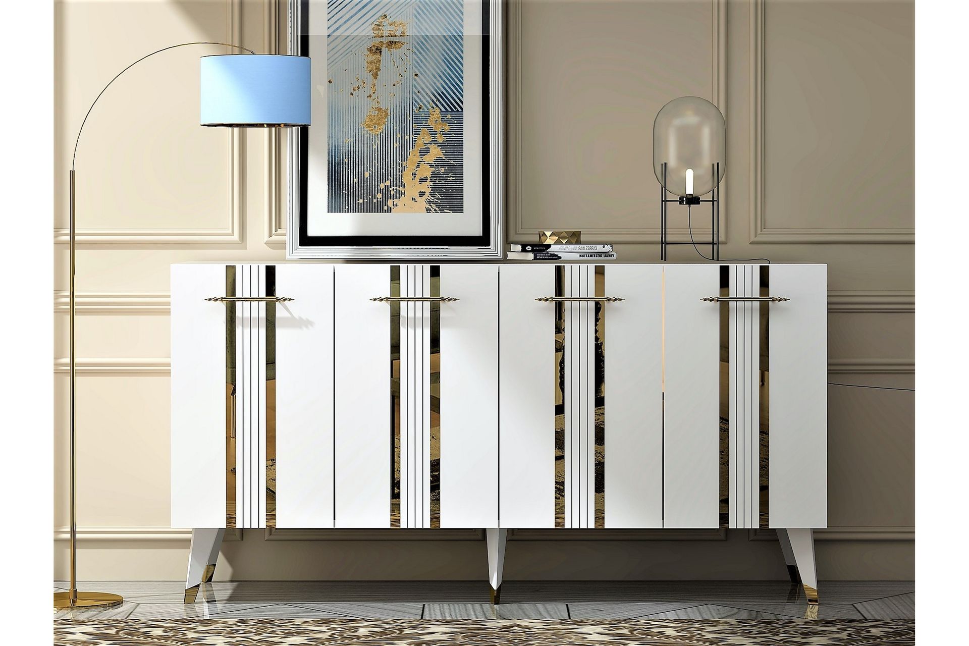 Harsum Konsollbord 150 cm - Gull/Hvit - Møbler - Bord - Avlastningsbord - Konsollbord