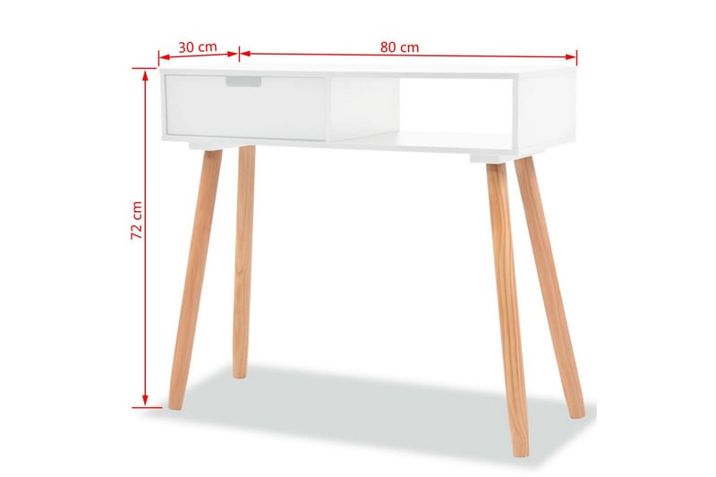 Konsollbord heltre furu 80x30x72 cm hvit - Hvit/Furu - Gangbord - Konsollbord